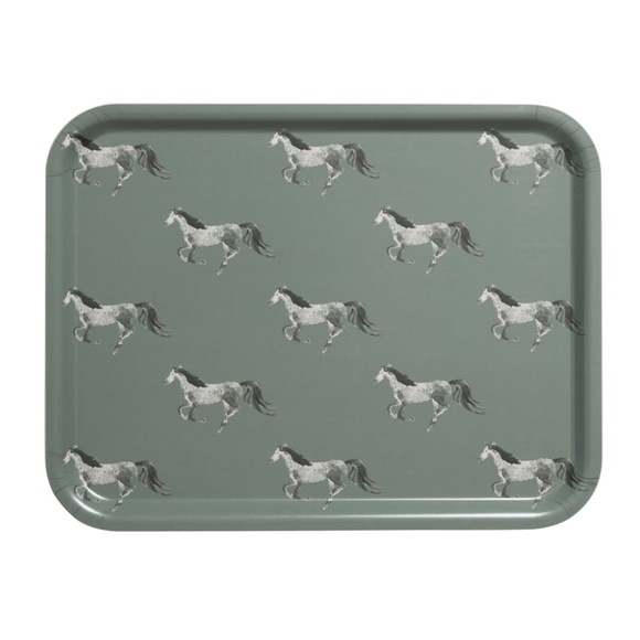 New Large Gray Horses Birchwood Tray Made in Sweden - Picture 1 of 2